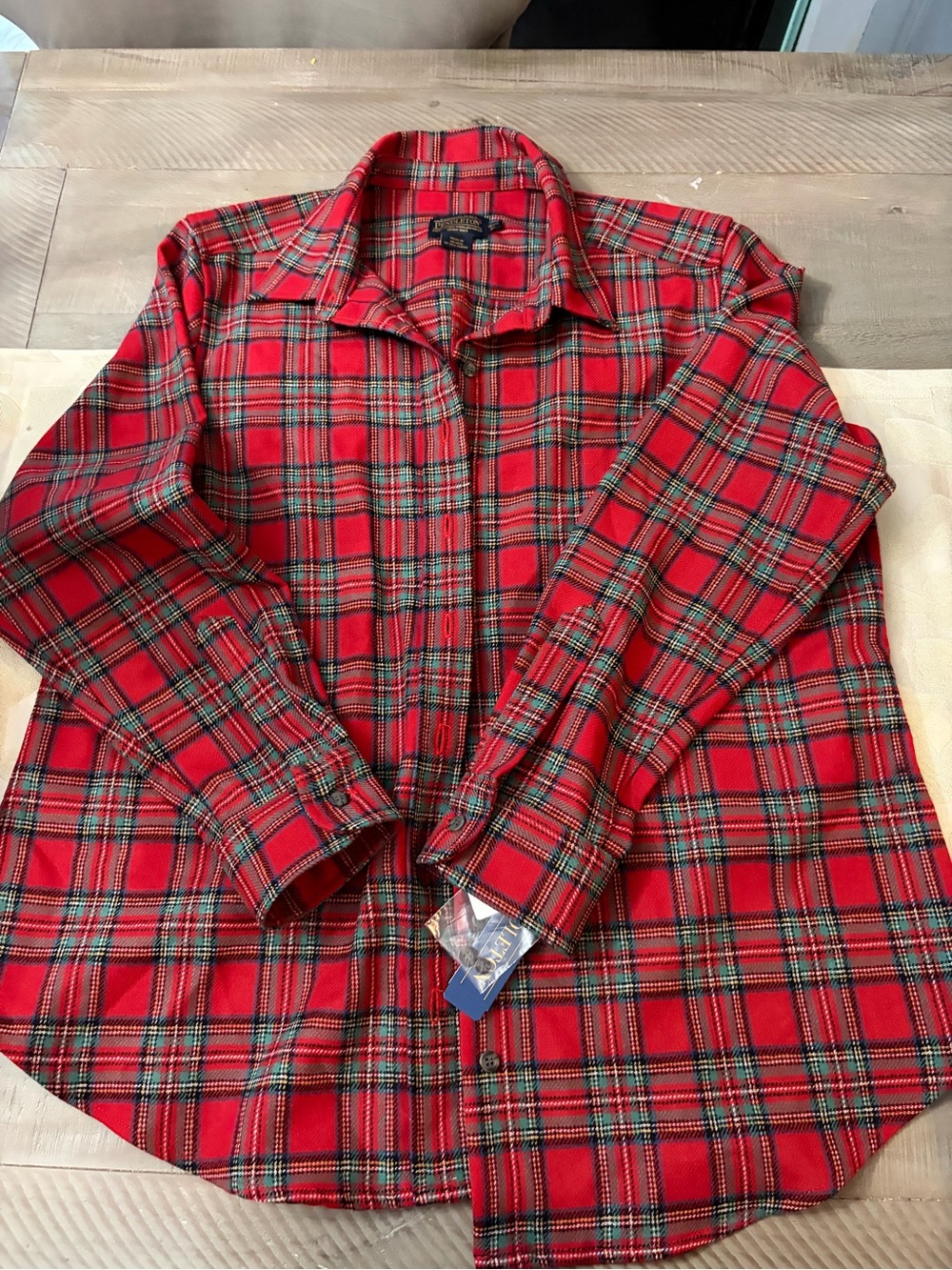 Pendleton Red and Green Tartan Button-Down Shirt
